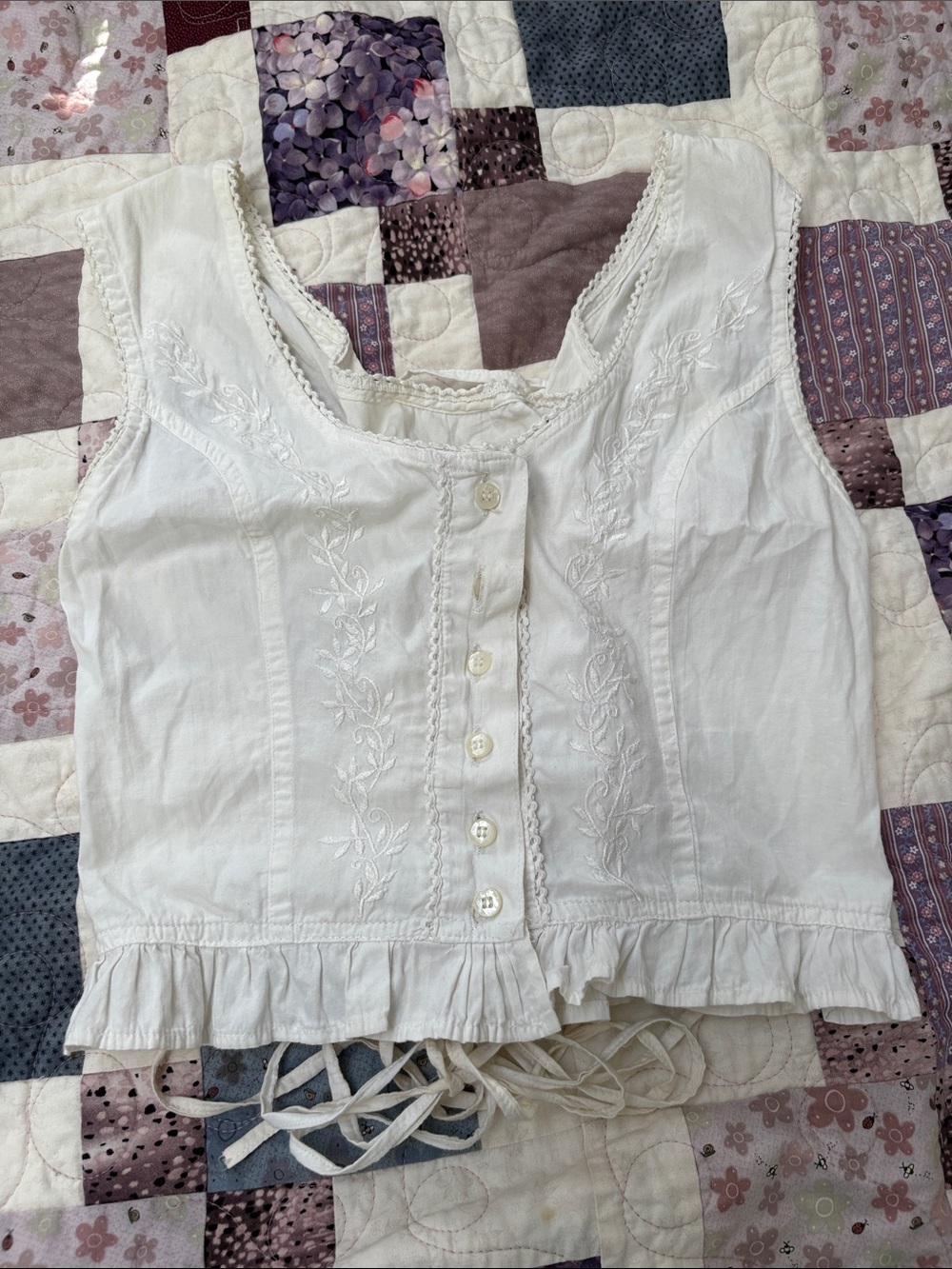 Cotton Express White Embroidered Button-Front Camisole - Picture 4 of 4